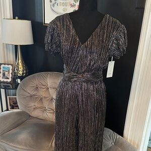 Joie Metallic Black silver and gold Jumpsuit M NWT